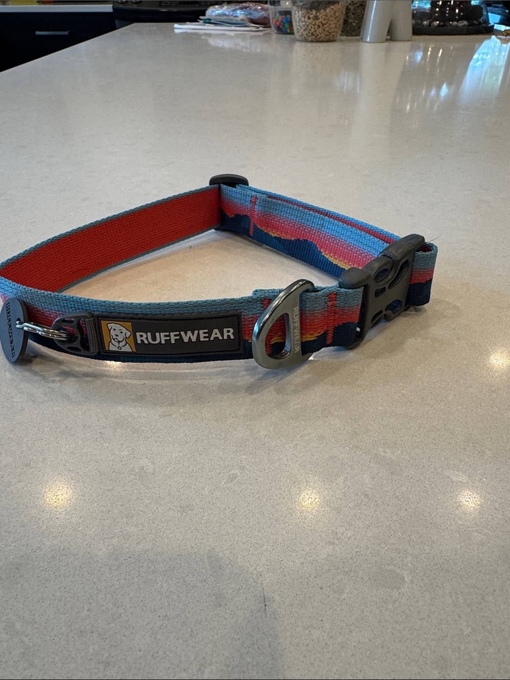 Ruffwear Dog Collar — Teal and Orange with Red Accent